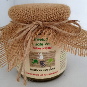 Tarro de mermelada de tomate verde artesanal Manos Verdes 250g elaborada sin conservantes.